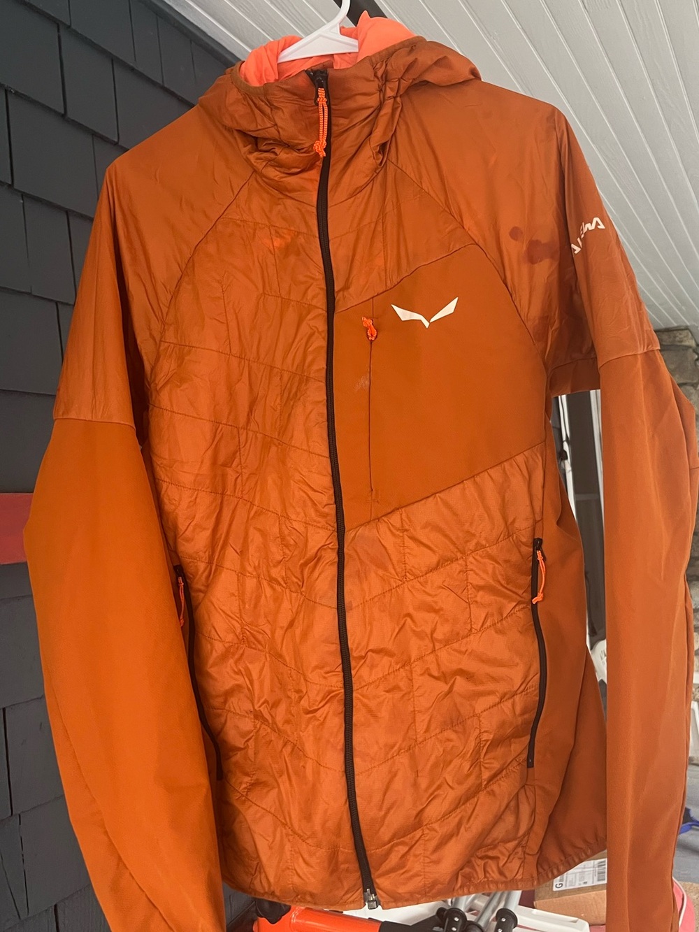 Salewa Orange Quilted Hooded Jacket - Picture 3 of 4